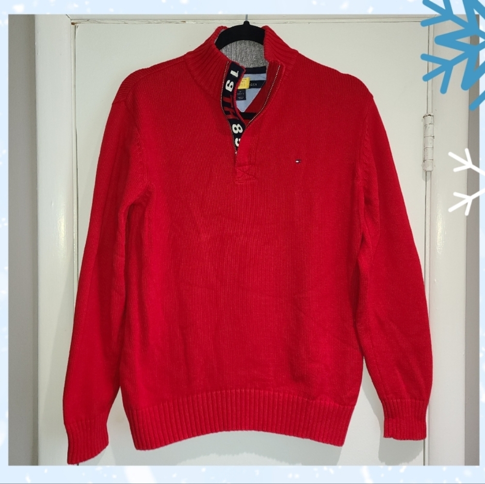 Tommy Hilfiger‎ Elbow Patch Red Sweater size M 12/14 womens